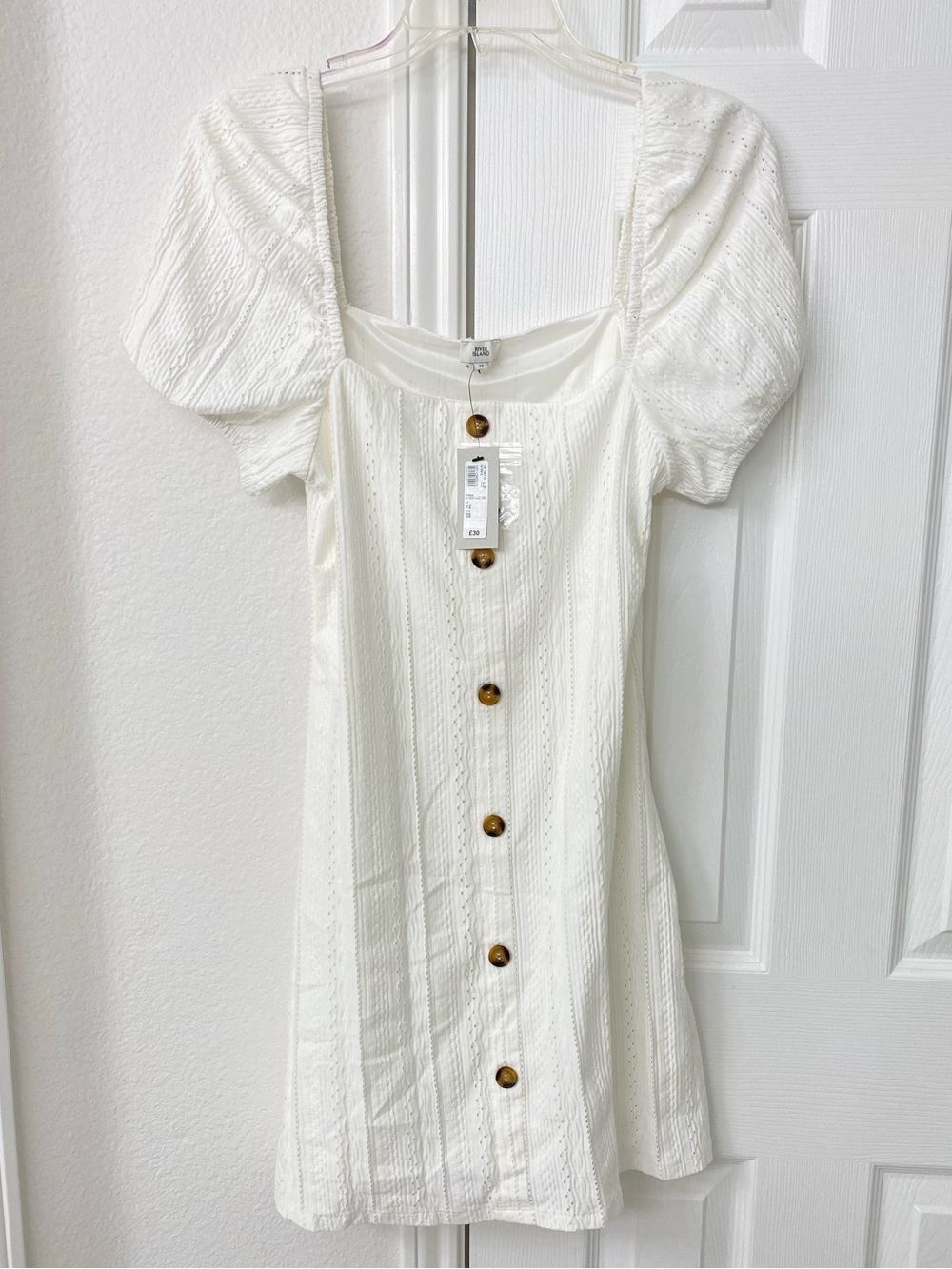 River Island White Button Up Dress